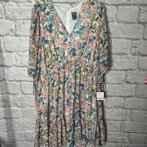 NWT Taylor Woman V-neck Floral Dress Women's Plus Size 14W